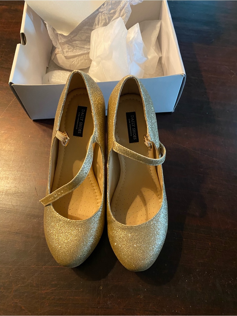 Gold Glitter Mary Jane Pumps